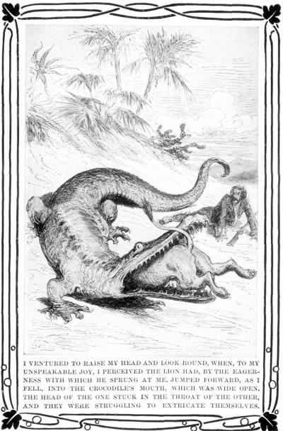 The Lion Jumped Forward into the Crocodile's Mouth The Lion Jumped Forward into the Crocodile's Mouth