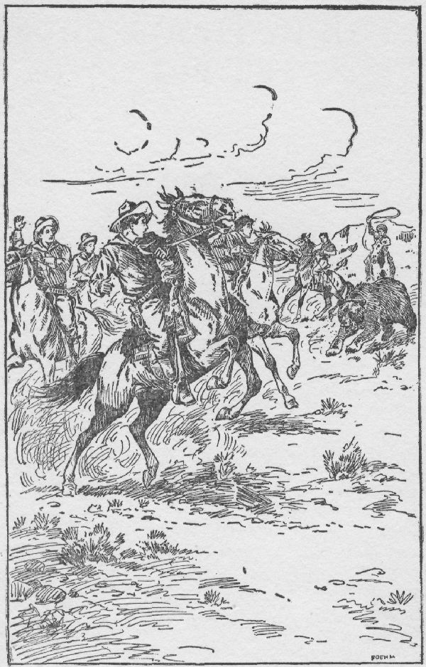FILLED WITH MAD RAGE, HE WAS GALLOPING STRAIGHT TOWARD
THEM!—Frontispiece. .—Page 66