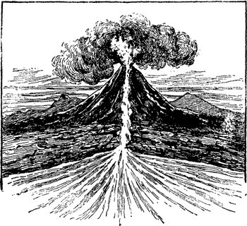 IDEAL SECTION OF A VOLCANO IN ACTION.