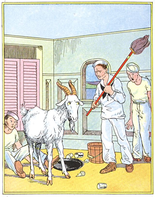 Billy saw the man raise the mop to come after him