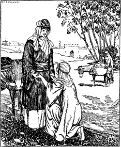 “WHITHER THOU GOEST, I WILL GO” A woman kneeling in front of a standing woman.
