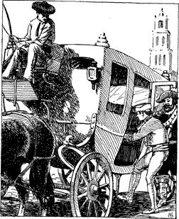 THE NOTARY ENTERS THE CARRIAGE A man entering a horse-drawn carriage