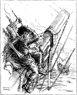 AND STRAIGHT THE SUN WAS FLECKED WITH BARS A man in the rigging of a ship