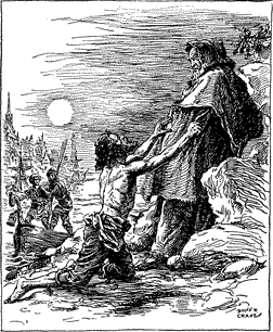 ‘O SHRIEVE ME, SHRIEVE ME, HOLY MAN’ A man pleading for mercy from a priest