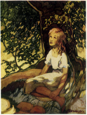 Little Ellie Sits Alone A young girl sitting beneath a tree
