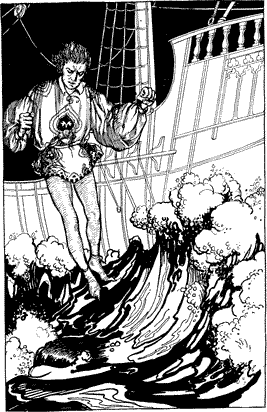 FERDINAND LEAPED A man jumping off the deck of a ship into the sea