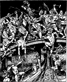 BATTLE ON THE CAUSEWAY A battle on a ship