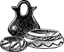 Decorative illustration Three ceramic vessels