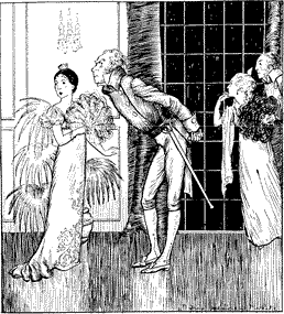 BUT, HARK! A man leaning over to kiss a young woamn with two older people looking on